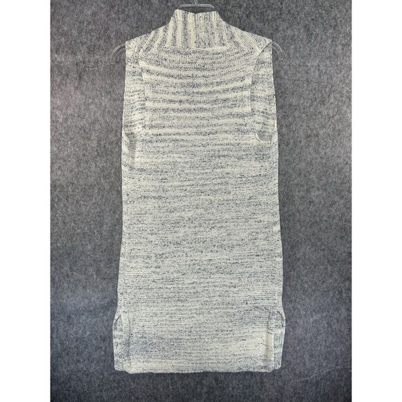 Gap Gray Ivory & Blue Sweater Vest Long Duster Open Cardigan Size M - Picture 6 of 10